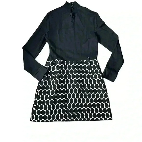 Milly of New York Wool Silk Lining Midi Black White Pattern Dress Size 8 - Picture 2 of 7